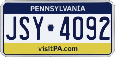 PA license plate JSY4092