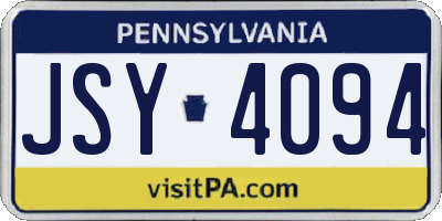 PA license plate JSY4094