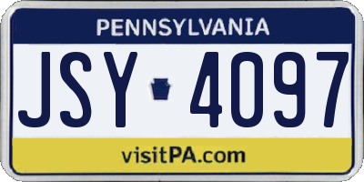 PA license plate JSY4097