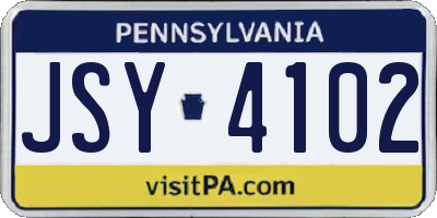 PA license plate JSY4102