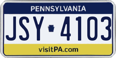 PA license plate JSY4103