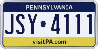 PA license plate JSY4111