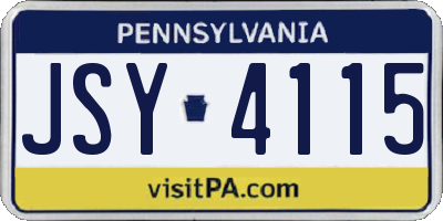 PA license plate JSY4115