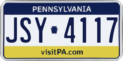 PA license plate JSY4117