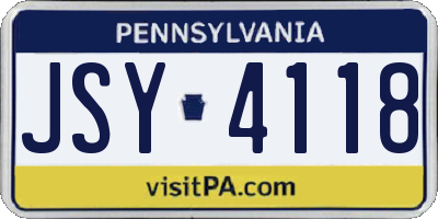 PA license plate JSY4118