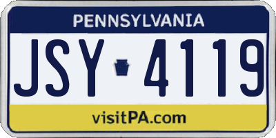 PA license plate JSY4119