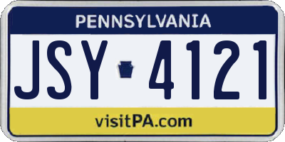 PA license plate JSY4121