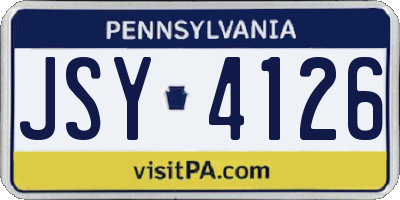 PA license plate JSY4126