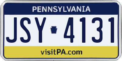 PA license plate JSY4131