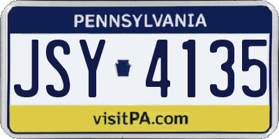 PA license plate JSY4135