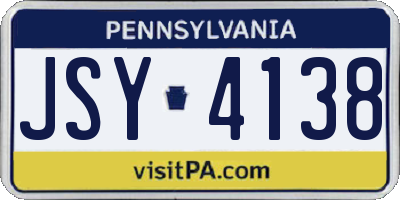 PA license plate JSY4138