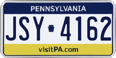 PA license plate JSY4162