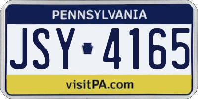 PA license plate JSY4165