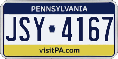 PA license plate JSY4167