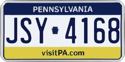 PA license plate JSY4168