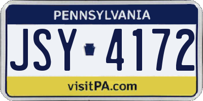 PA license plate JSY4172