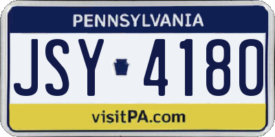 PA license plate JSY4180