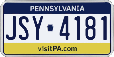 PA license plate JSY4181