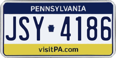 PA license plate JSY4186