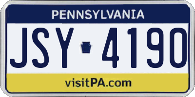 PA license plate JSY4190