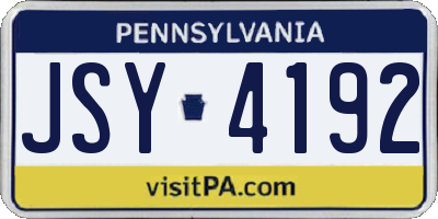 PA license plate JSY4192