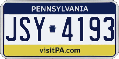 PA license plate JSY4193