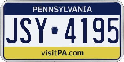 PA license plate JSY4195