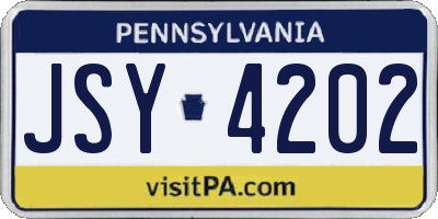 PA license plate JSY4202