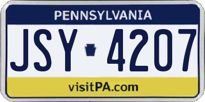 PA license plate JSY4207