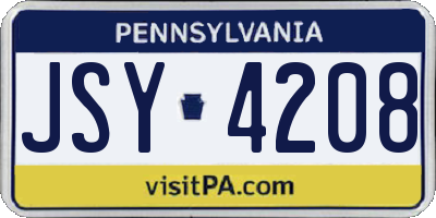 PA license plate JSY4208