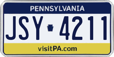 PA license plate JSY4211