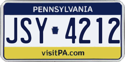 PA license plate JSY4212