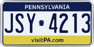 PA license plate JSY4213