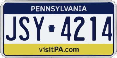 PA license plate JSY4214