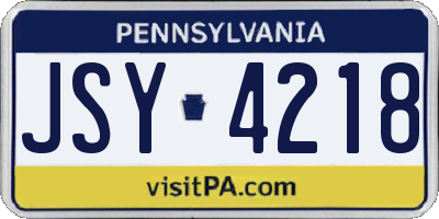 PA license plate JSY4218