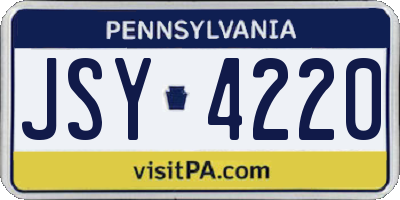 PA license plate JSY4220