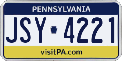 PA license plate JSY4221