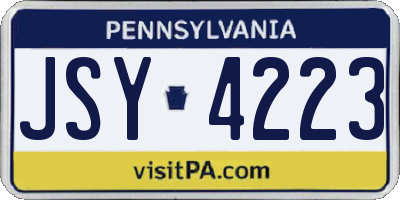 PA license plate JSY4223