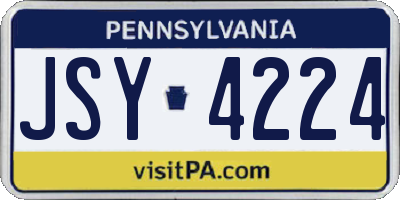 PA license plate JSY4224