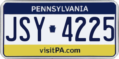 PA license plate JSY4225