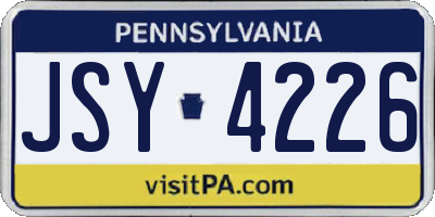 PA license plate JSY4226