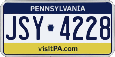 PA license plate JSY4228