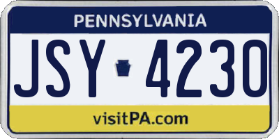 PA license plate JSY4230