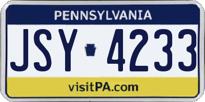 PA license plate JSY4233