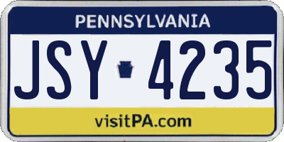 PA license plate JSY4235