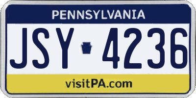 PA license plate JSY4236