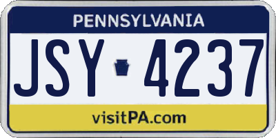 PA license plate JSY4237