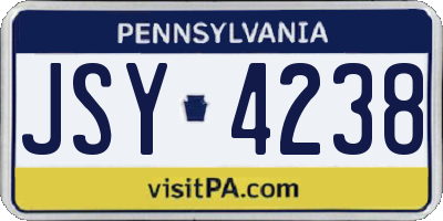 PA license plate JSY4238