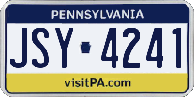 PA license plate JSY4241