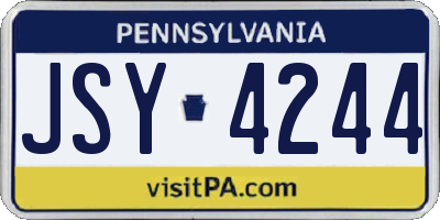 PA license plate JSY4244